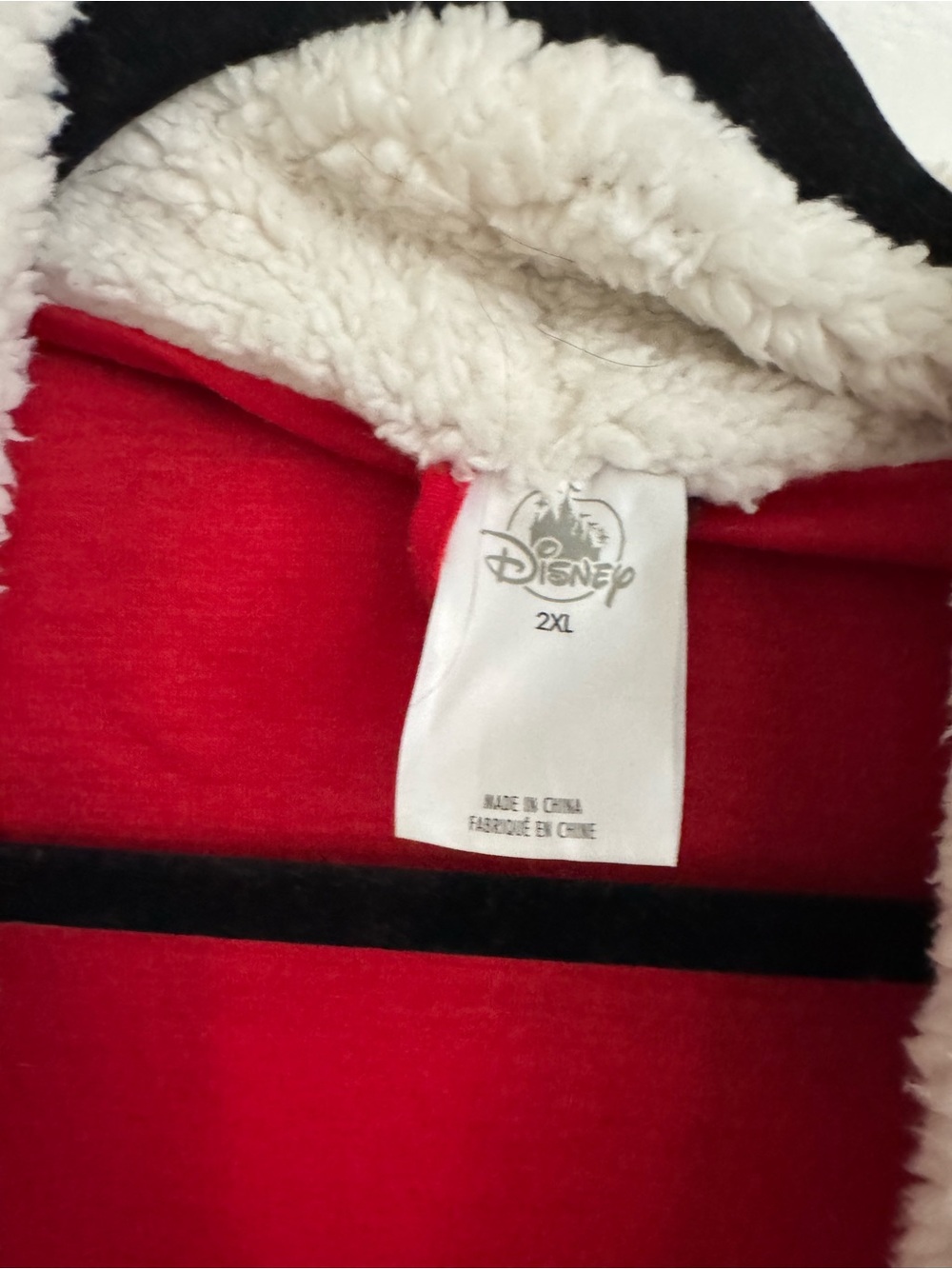 Disney Red Hooded Robe with Cream Sherpa Trim